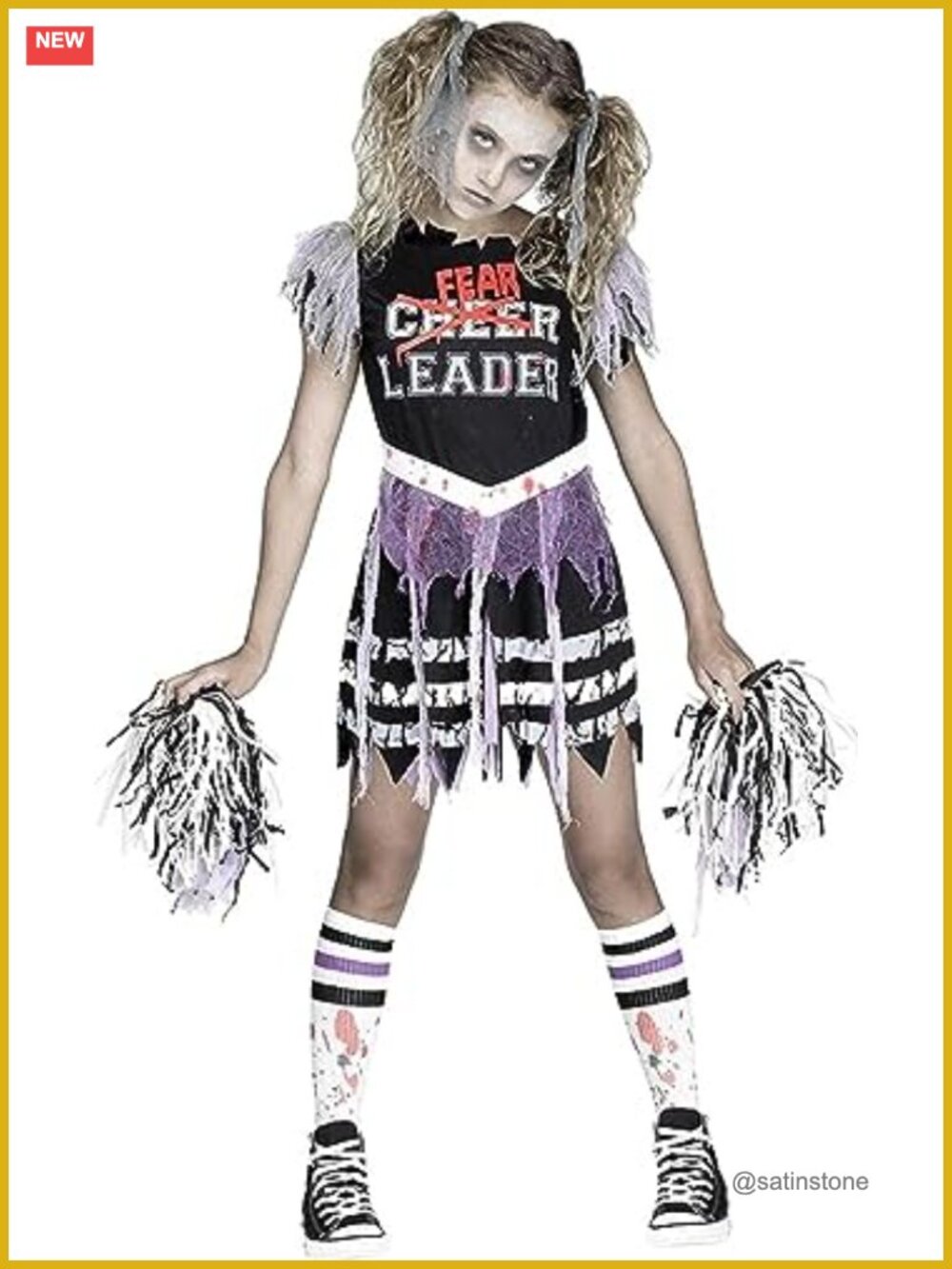 Girls Zombie Fearleader Cheerleader Halloween Costume Dress